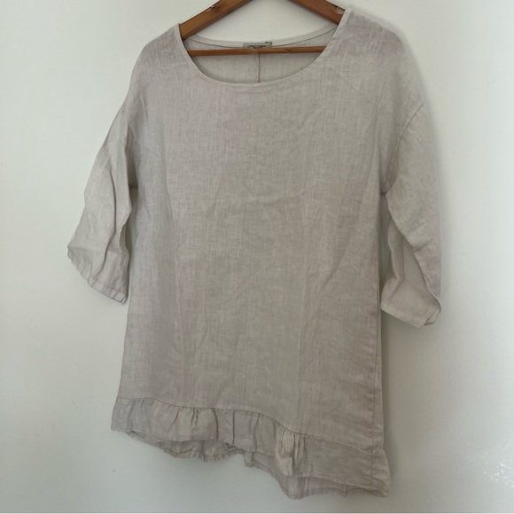 Lungo L’Arno Tops - Lungo L’Arno Made in Italy Beige Linen Top Women’s Size Medium